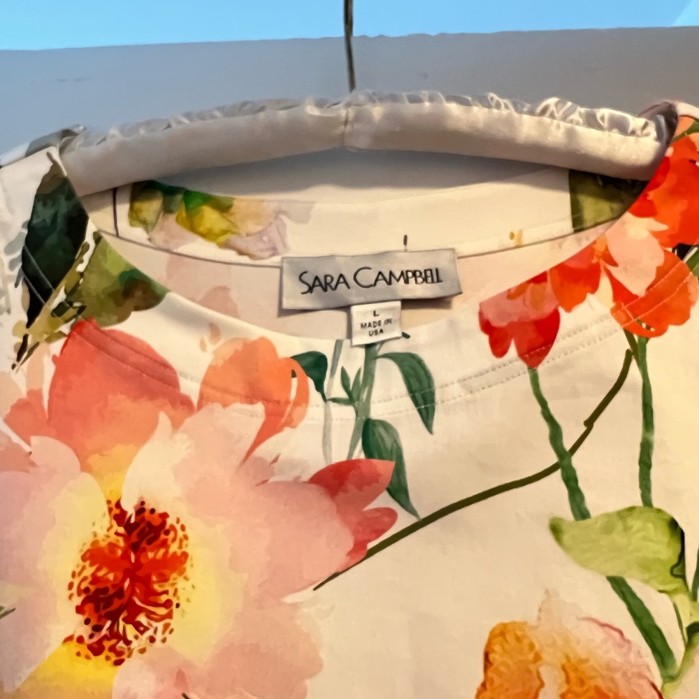 Sara Campbell trapeze flower top imported cotton